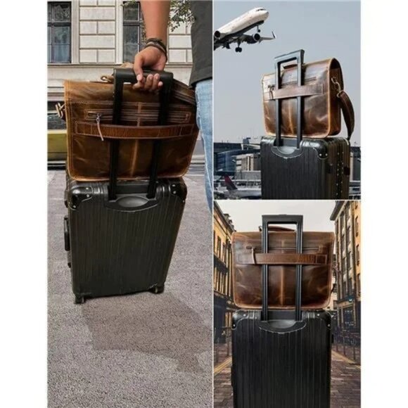 Leather Messenger Bag for Men - Top Grain Leather Briefcase Laptop Satchel Offic - Picture 4 of 6